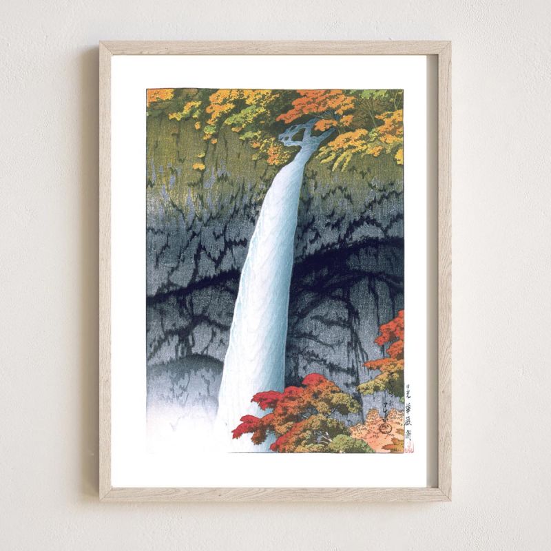 riproduzione a stampa di Kawase Hasui, Cascate di Kegon, Nikko, Kagen taki