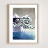 riproduzione a stampa di Kawase Hasui, Neve al tempio Godaido a Matsushima, Matsushima Godaido no yuki