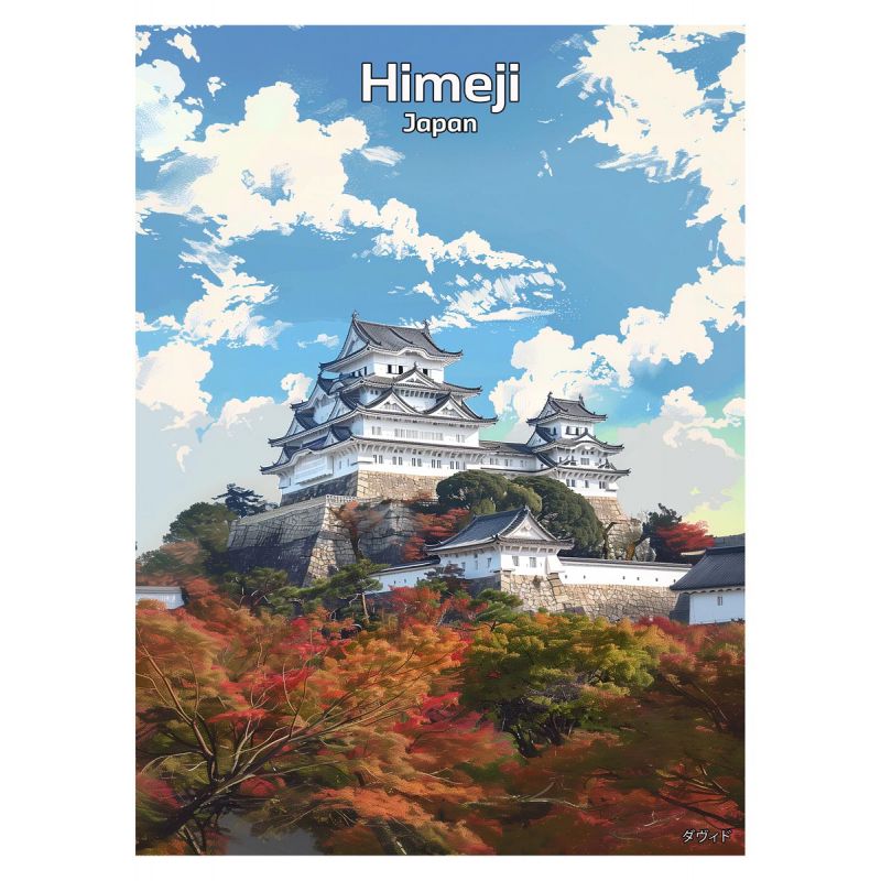 Japanische Illustration des White Heron Castle in Himeji, von ダヴィッド