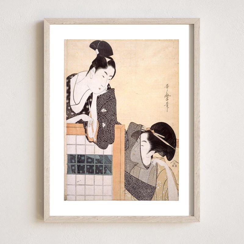 Estampa japonesa, par con biombo, UTAMARO 1