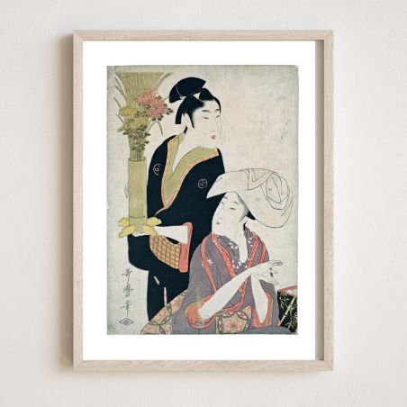 Reproduction d'estampe japonaise, Le neuvieme mois de la serie 5 festivals amoureux, UTAMARO