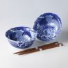 Conjunto de 2 cuencos japoneses de cerámica azul - KOI