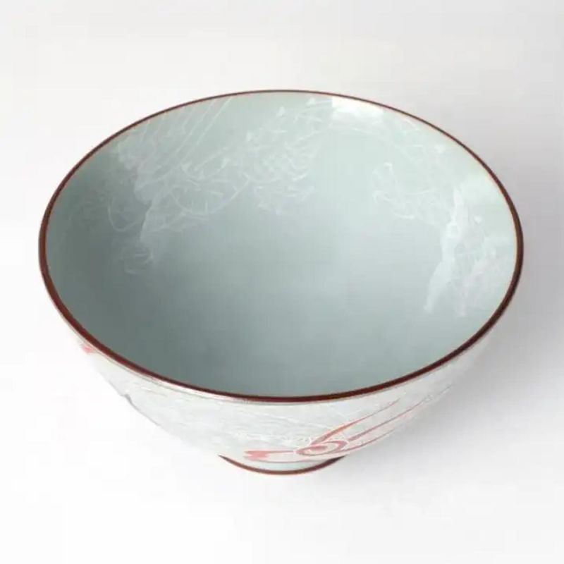 Japanese ceramic rice bowl with dragon pattern - RYU