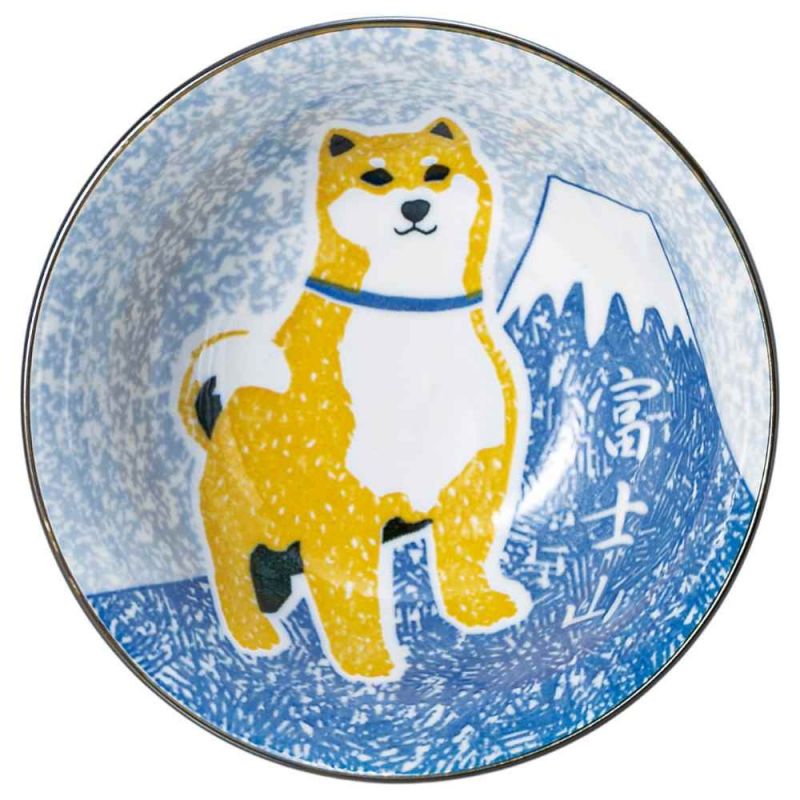 Bol à ramen japonais en céramique bleu motif chien shiba- SHIBAINU