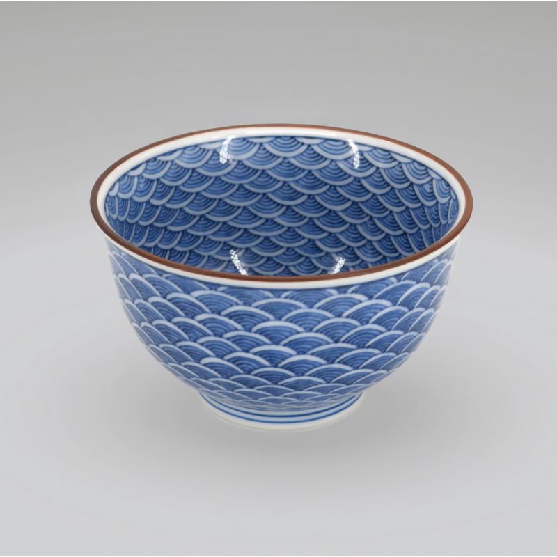 Taza japonesa de ceramica azul SEIGAIHA olas