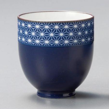 Taza de té de cerámica japonesa, azul oscuro, ASANOHA