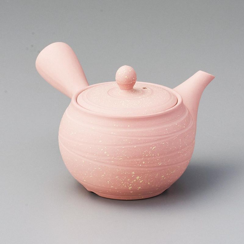 Japanese Kyusu Teapot in Pink Spiral Ceramic - SUPAIRARU, 400cc