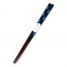 Paar japanische Essstäbchen aus rotem oder blauem Naturholz, WAKASA NURI ICHIBAN, 21 oder 23 cm