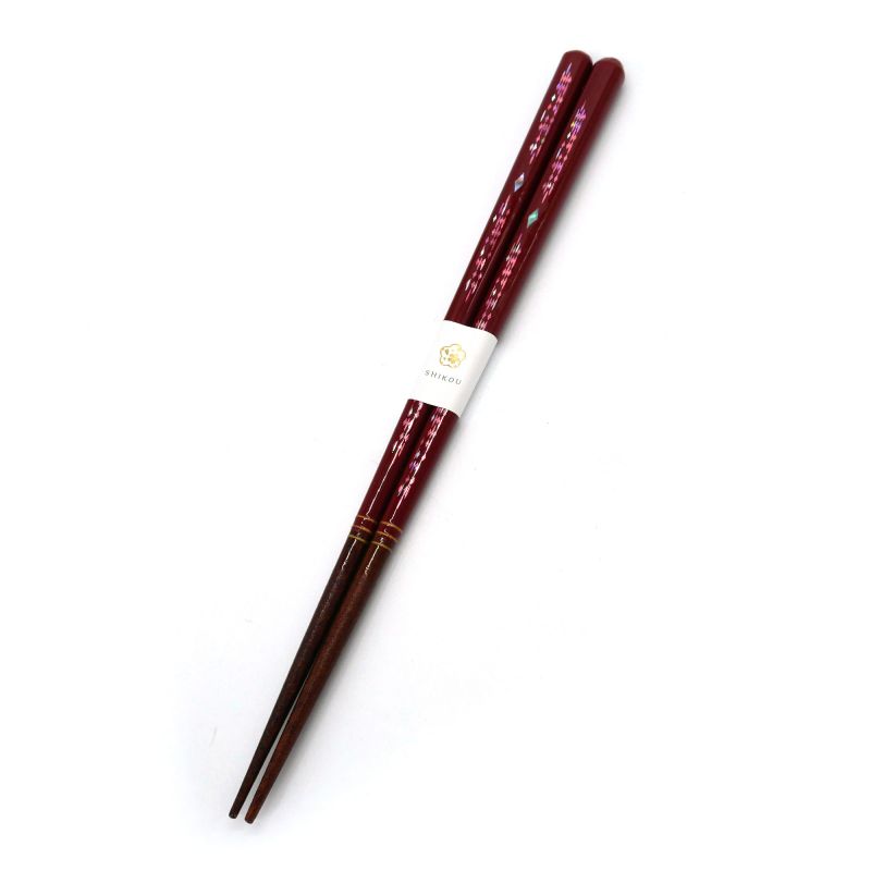 Paar japanische Essstäbchen aus rotem oder blauem Naturholz, WAKASA NURI DAIYANA, 21 oder 23 cm