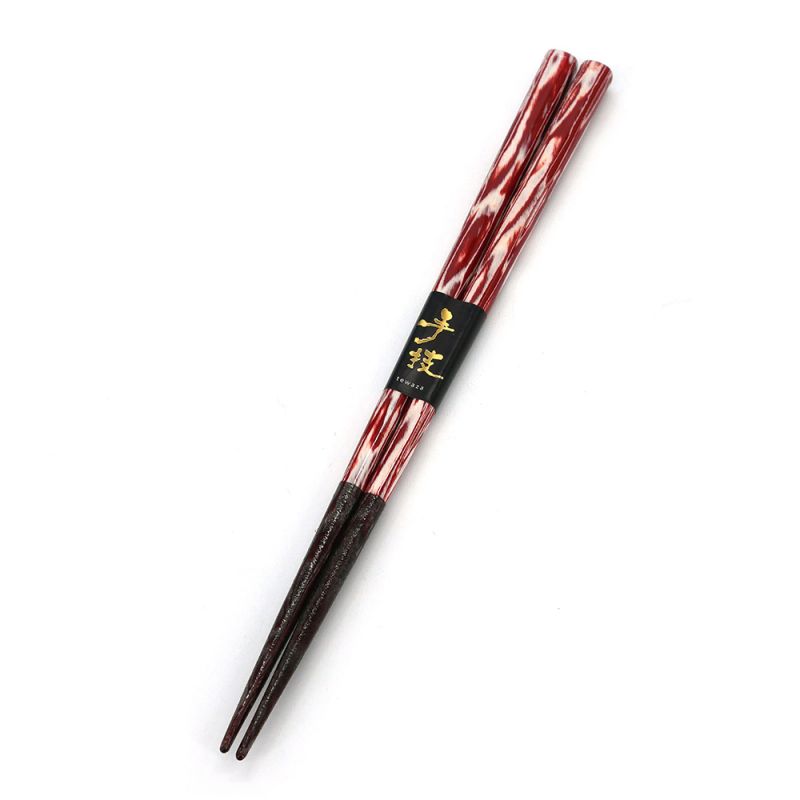 Coppia di bacchette giapponesi in legno naturale rosso o nero, WAKASA NURI SUIGETSU, 21 o 23 cm