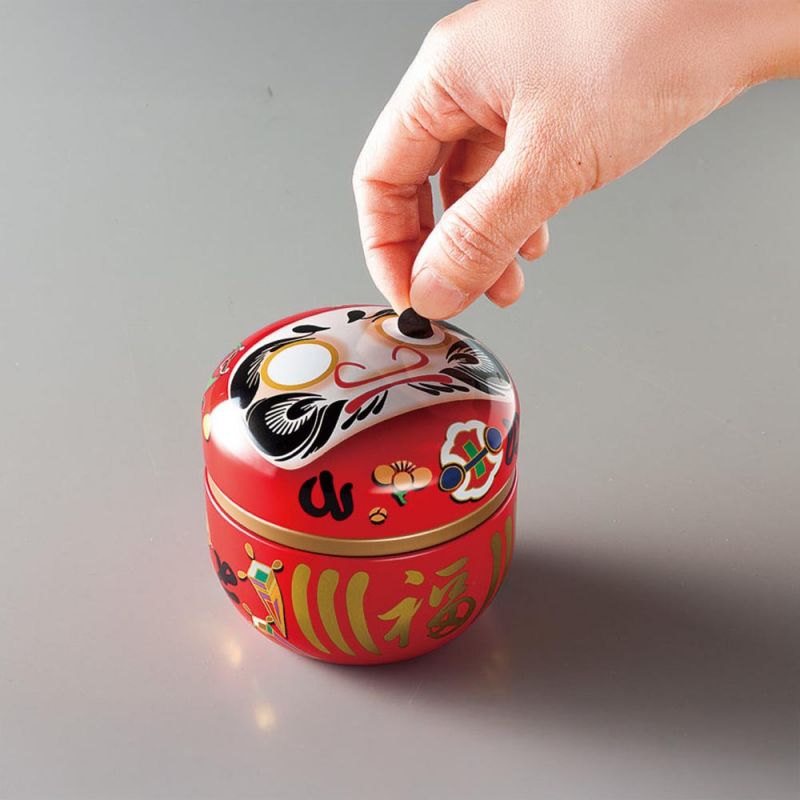 Boîte à thé japonaise blanche en métal, DARUMA, 150g