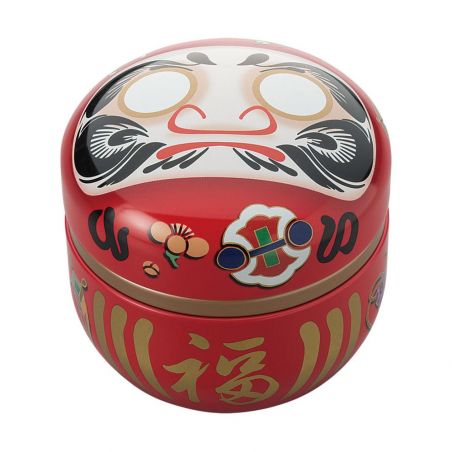 Boîte à thé japonaise rouge en métal, DARUMA, 150g