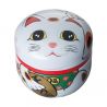 Japanese white metal tea caddy, MANEKINEKO, 150 g