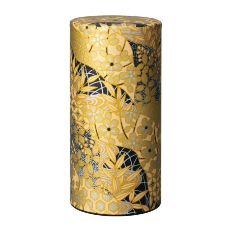 Japanese gold and black tea caddy in washi paper, KOGANE, 200 g